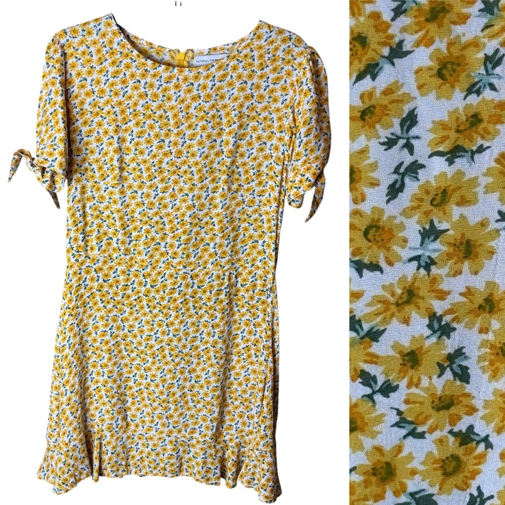 Faithfull the Brand Yellow Floral Dress Small